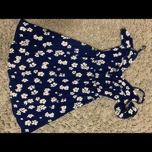 Blue floral print sleeveless dress